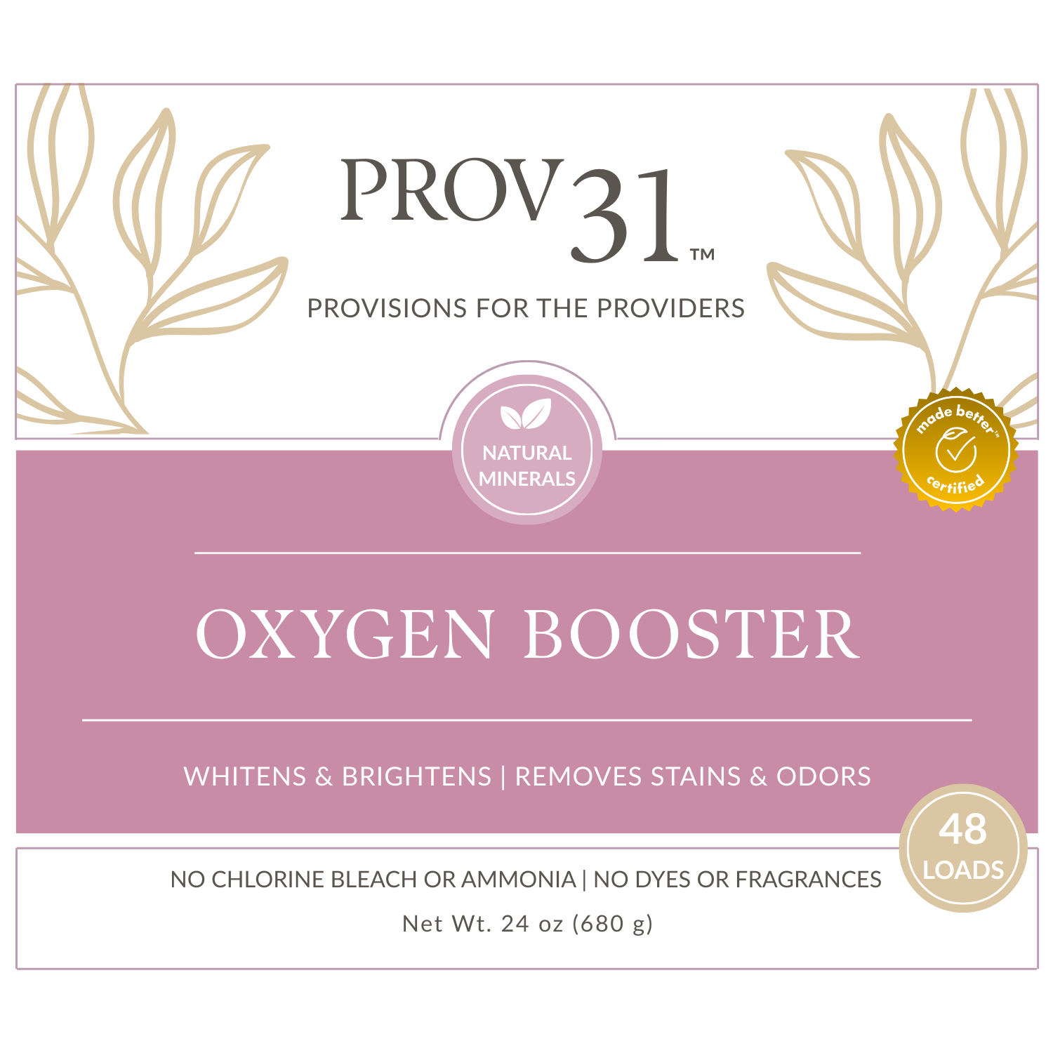 PROV31 Oxygen Booster package with branding and product details on a white background