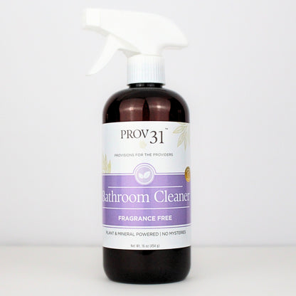 Bottle of Prov 31 Bathroom Cleaner on a white background