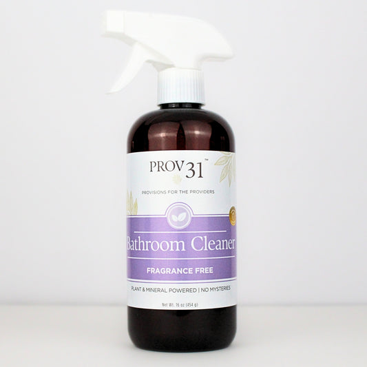 Bottle of Prov 31 Bathroom Cleaner on a white background