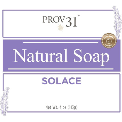 PROV 31 Natural lavender soap bar label with lavender design elements on a white background