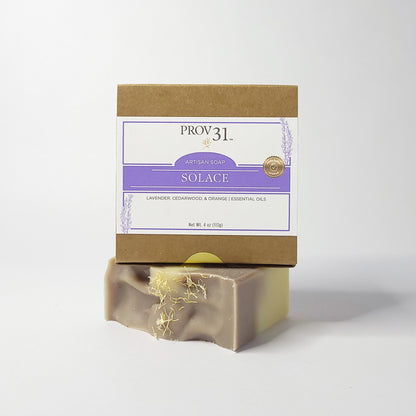 PROV 31 bar of soap with lavender on a white background