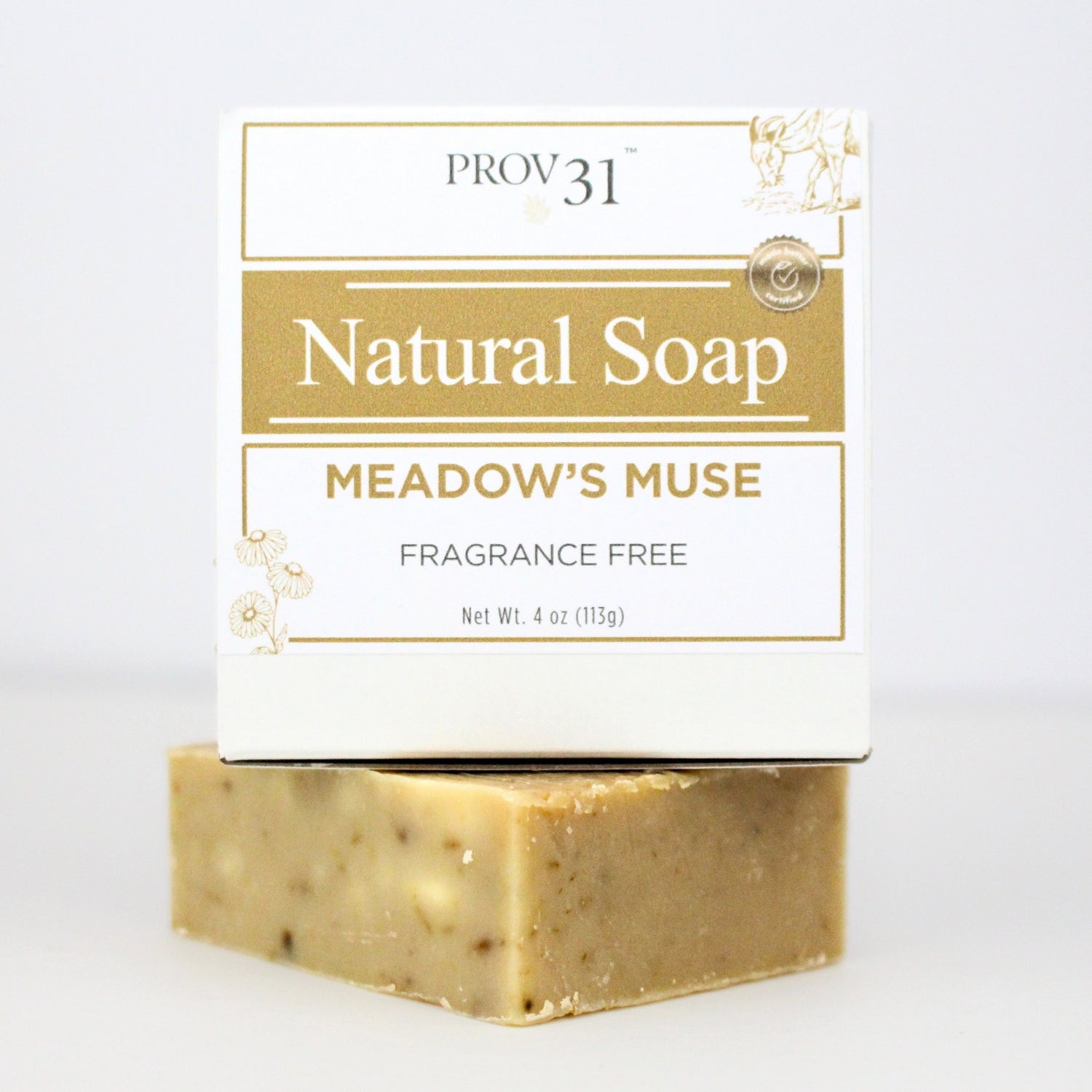 Bar of prov 31 natural soap with packaging on a white background