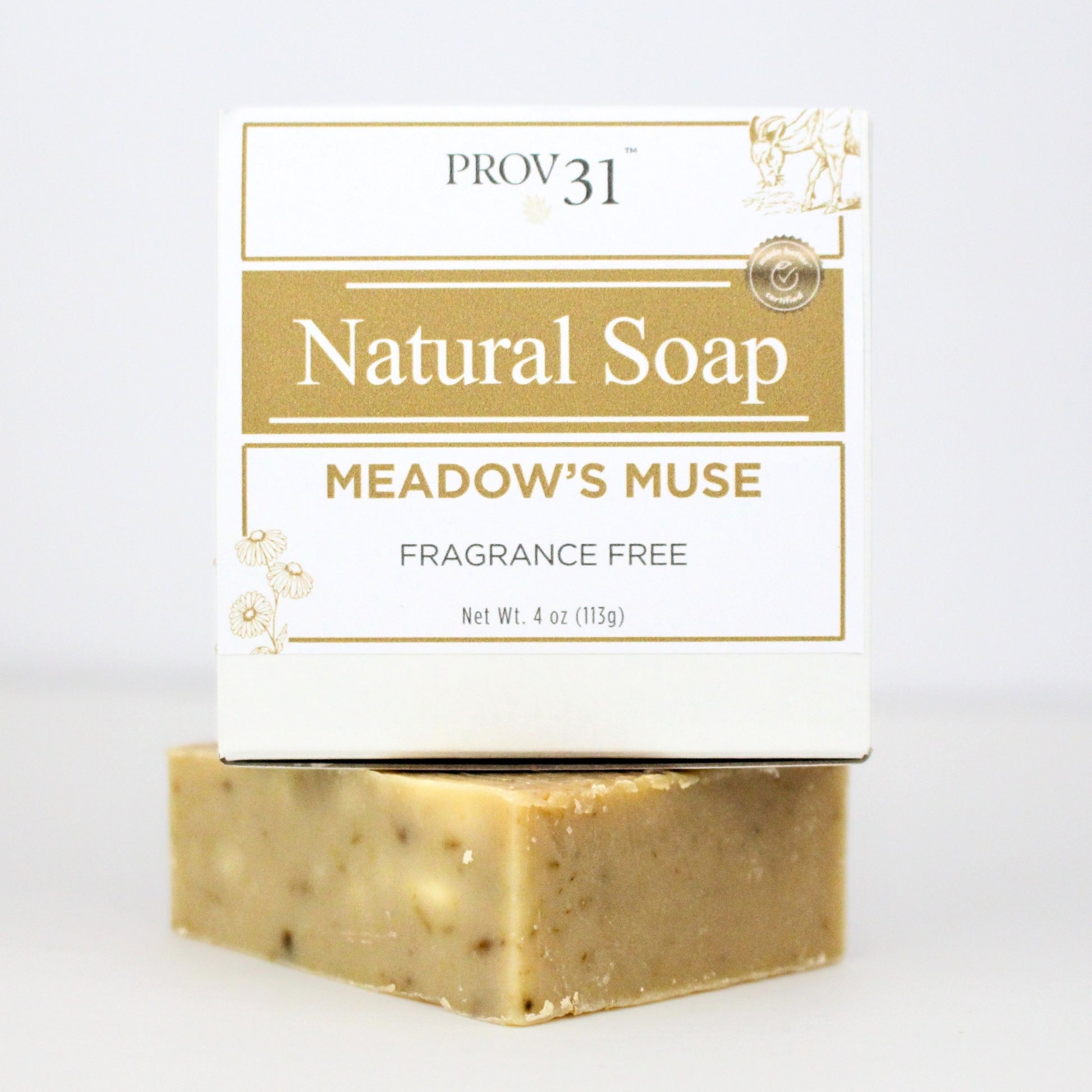 Bar of prov 31 natural soap with packaging on a white background