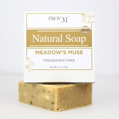 Bar of prov 31 natural soap with packaging on a white background