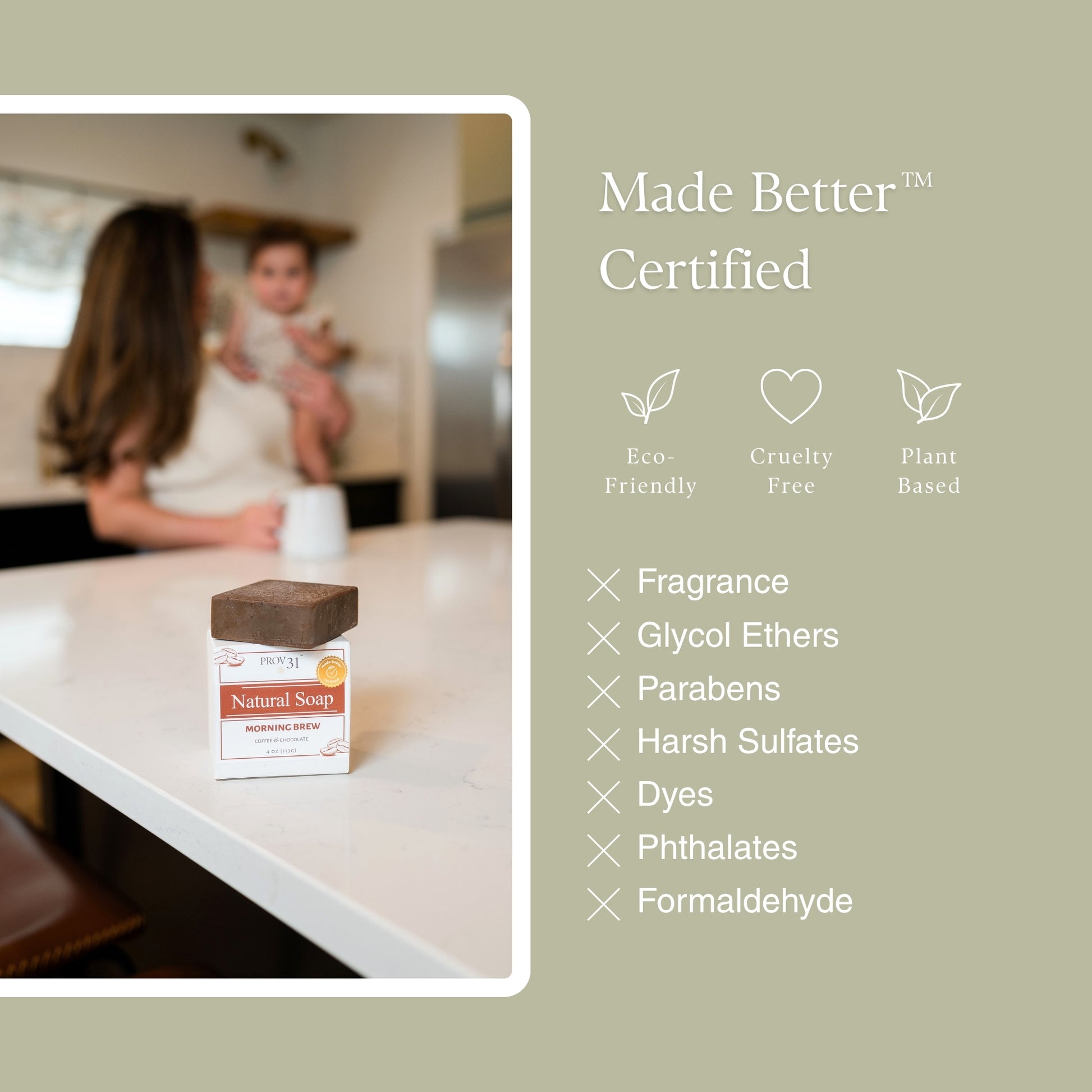 Natural Soap Morning Brew: Made Better Certified, eco-friendly, cruelty free, plant based