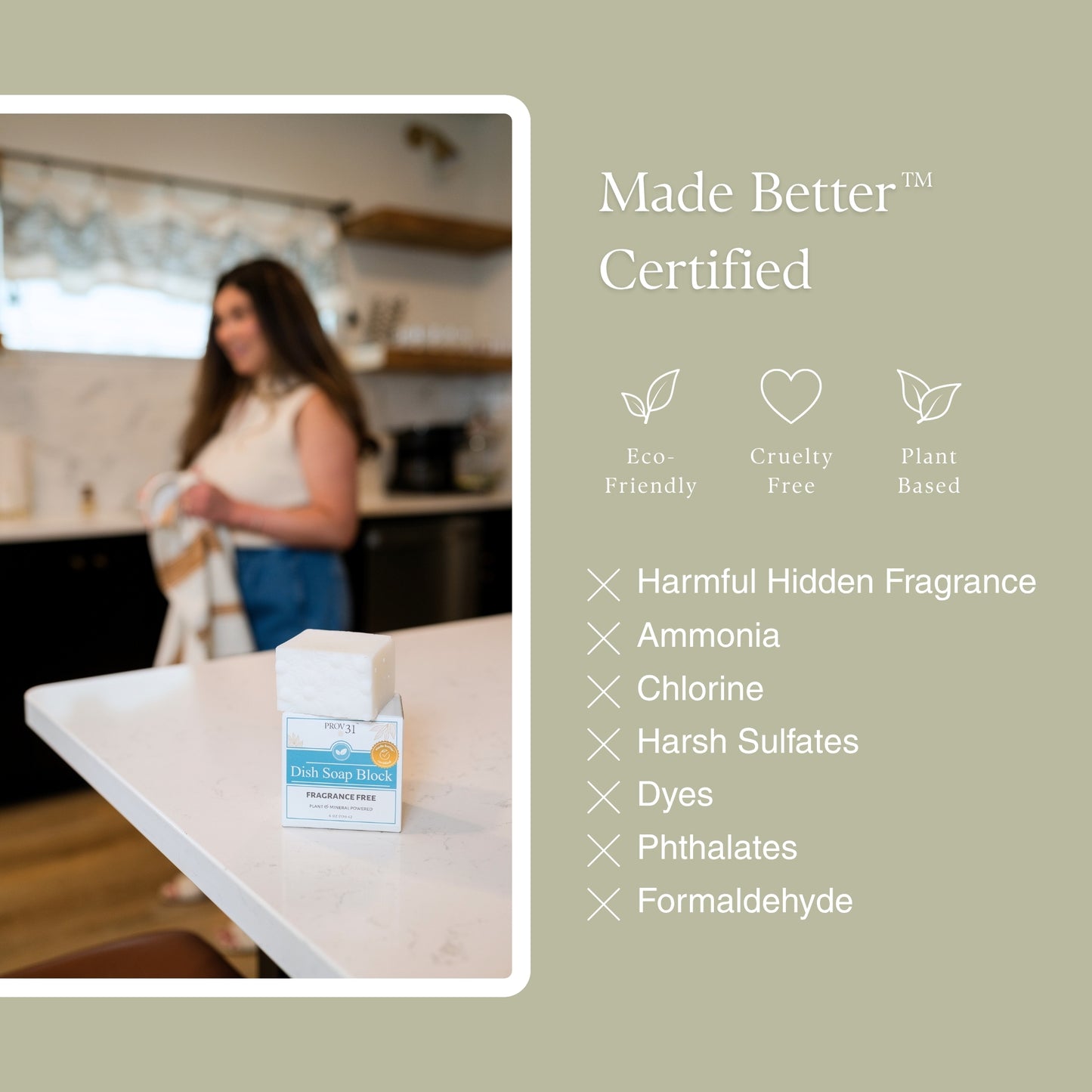Dish Soap Block: Made Better Certified, eco-friendly, cruelty free, plant based