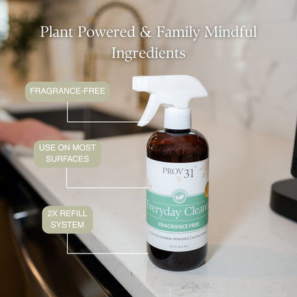 Everyday Cleaner: Fragrance free, use on most surfaces, refill.